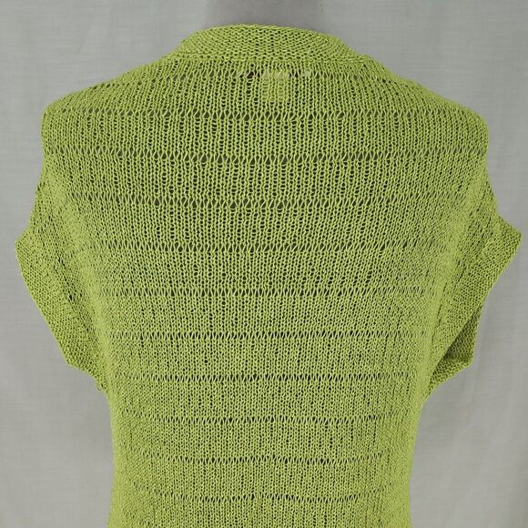 Coldwater Creek Sweater Womens Medium 10 12 Lime Green Cardigan Nautical Beach - Picture 9 of 13